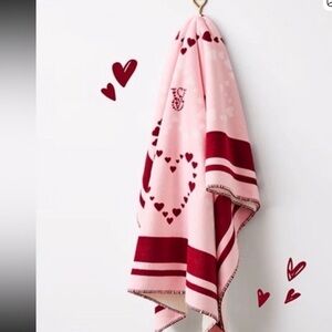 Victoria's Secret Pink and Red Heart Blanket